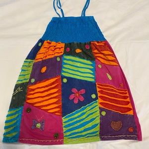Beautiful Handmade Cotton Brilliantly Colored Girls Sun Dress Size Large